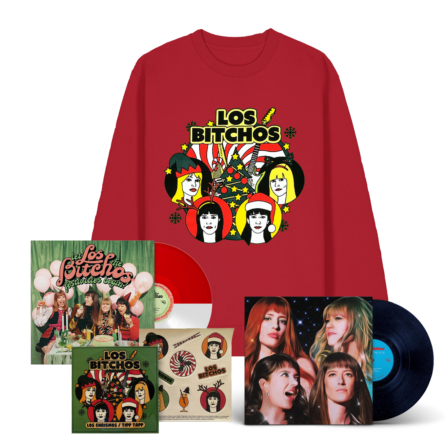 Red Christmas Jumper and 2 LPs Bundle
